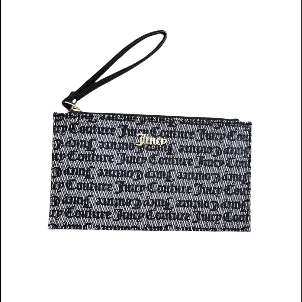 Juicy couture black and gray printed wristlet